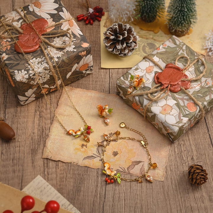 Squirrel Jewelry Set with Gift Wrapping