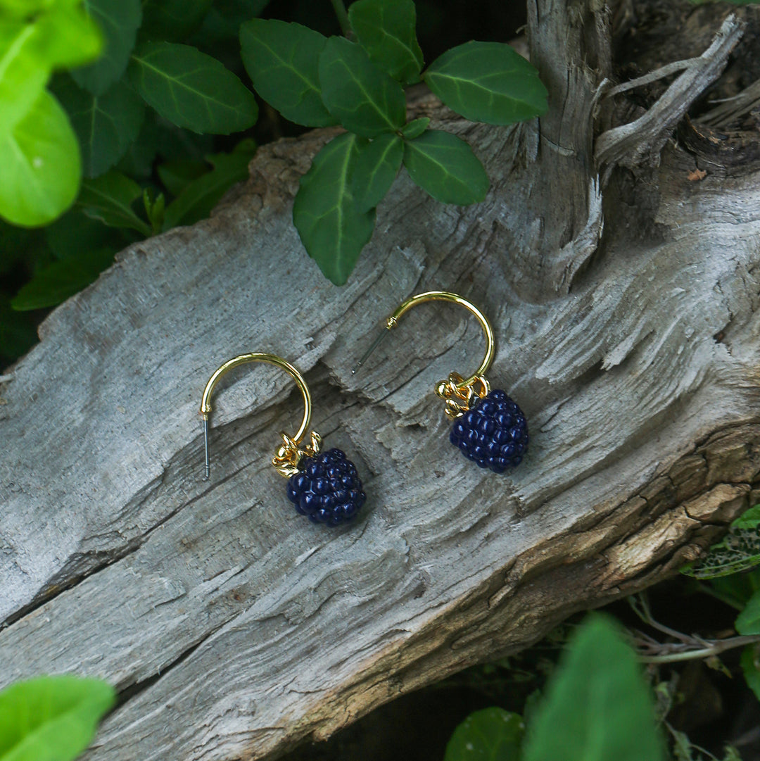 Dainty Gold Blackberry Earrings