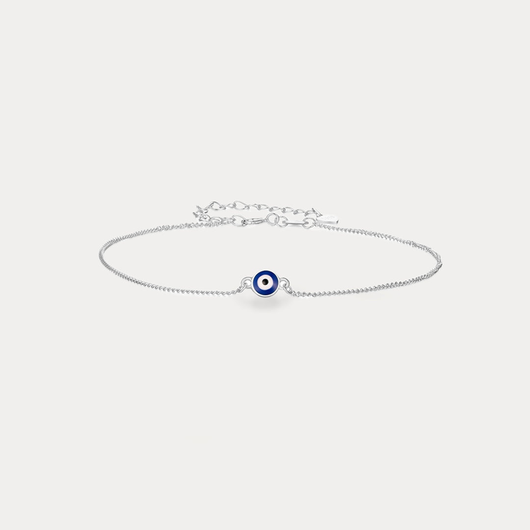 Silver Evil Eye Anklet Selenichsat 