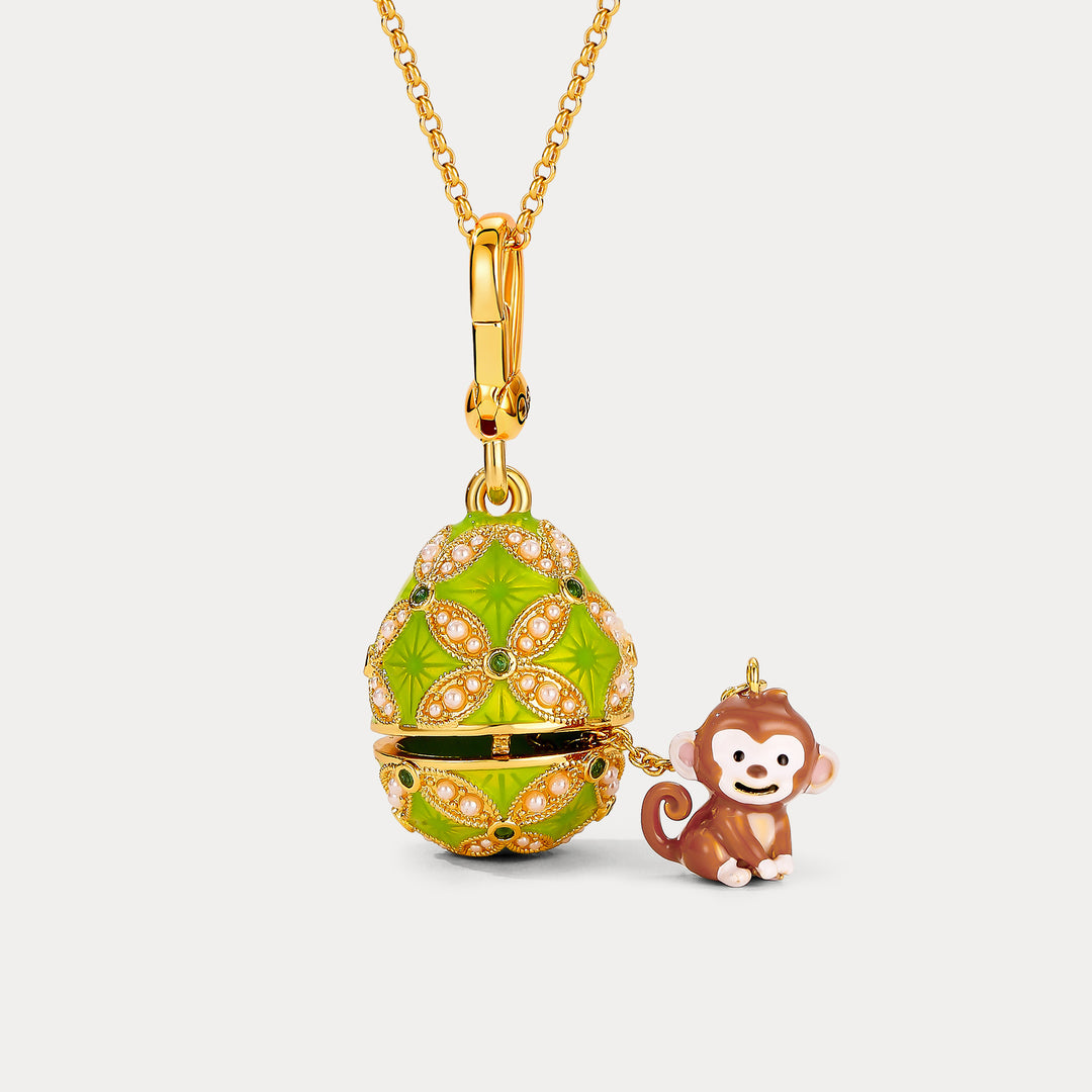 Selenichast Monkey Egg Locket Necklace