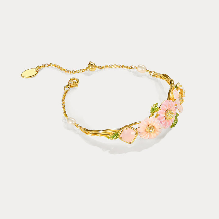 Rose Quartz Daisy Bracelet