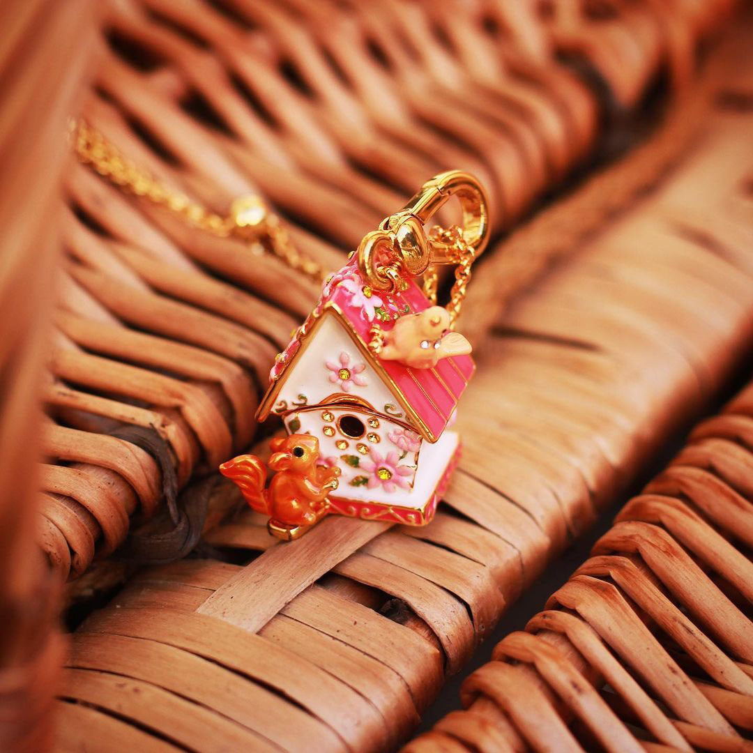 Squirrel White Hut Necklace