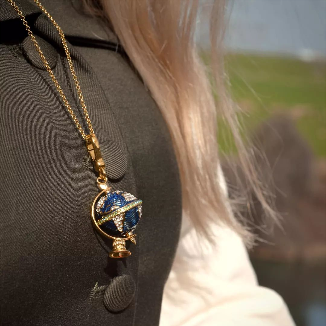 Spinning Enamel Globe Pendant Necklace