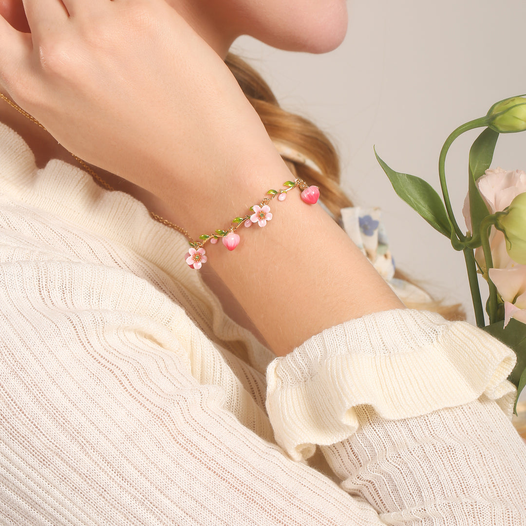Peach Flower Charms Bracelet