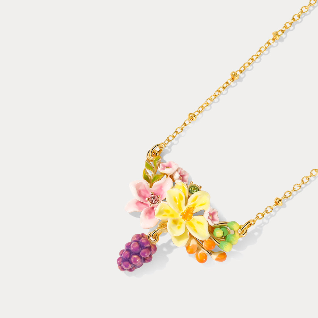 Sweet Grape Flower Enamel Necklace Gift Ideas for Girls