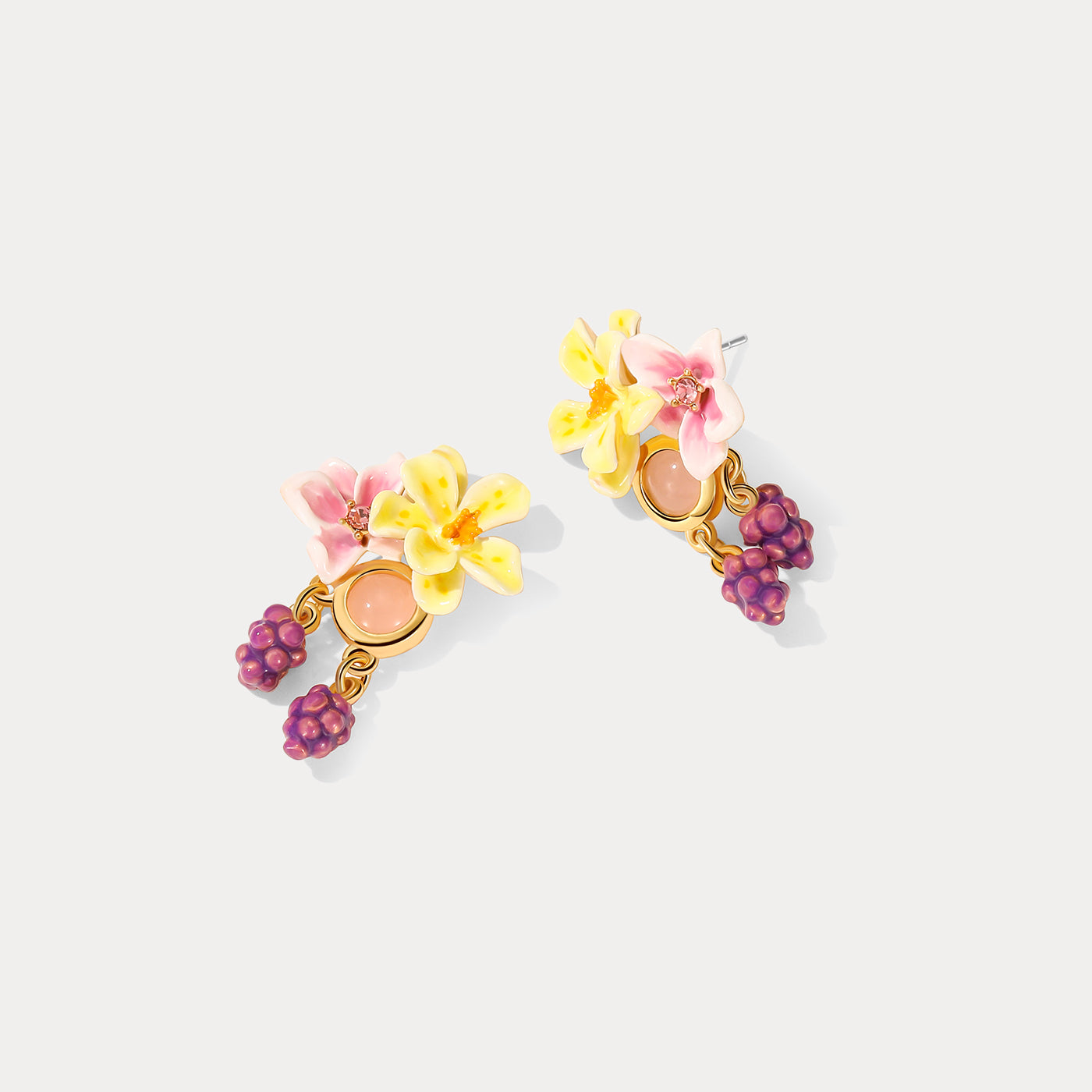 Selenichast Sweet Grapes Flower Stud Earrings