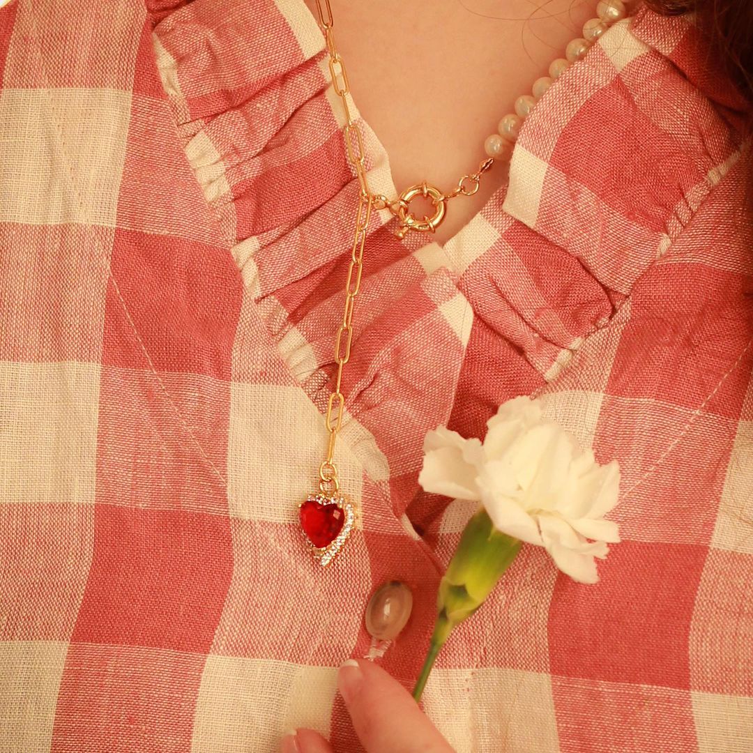 gemstone heart vintage necklace