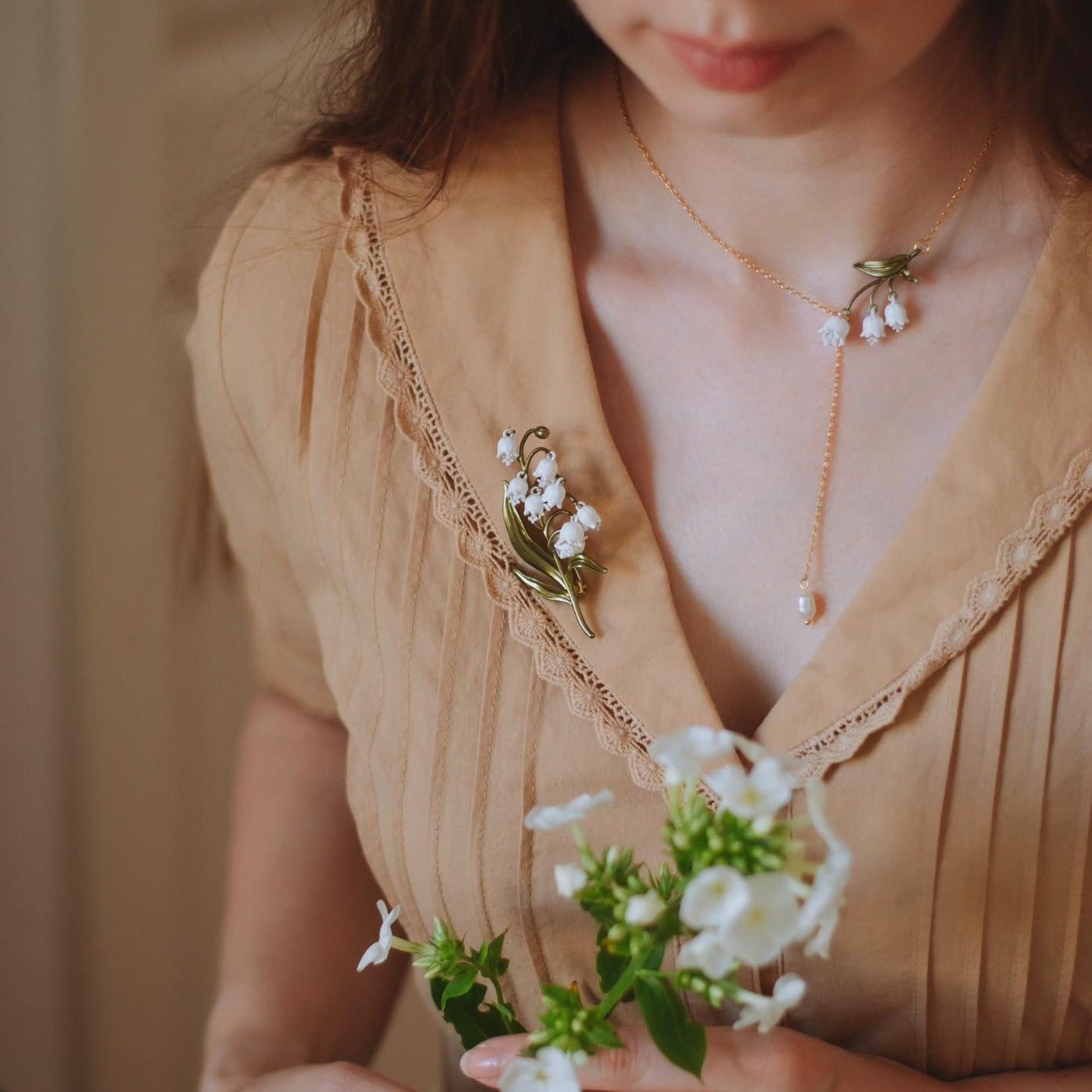 Lily Of The Valley Gold Brooch