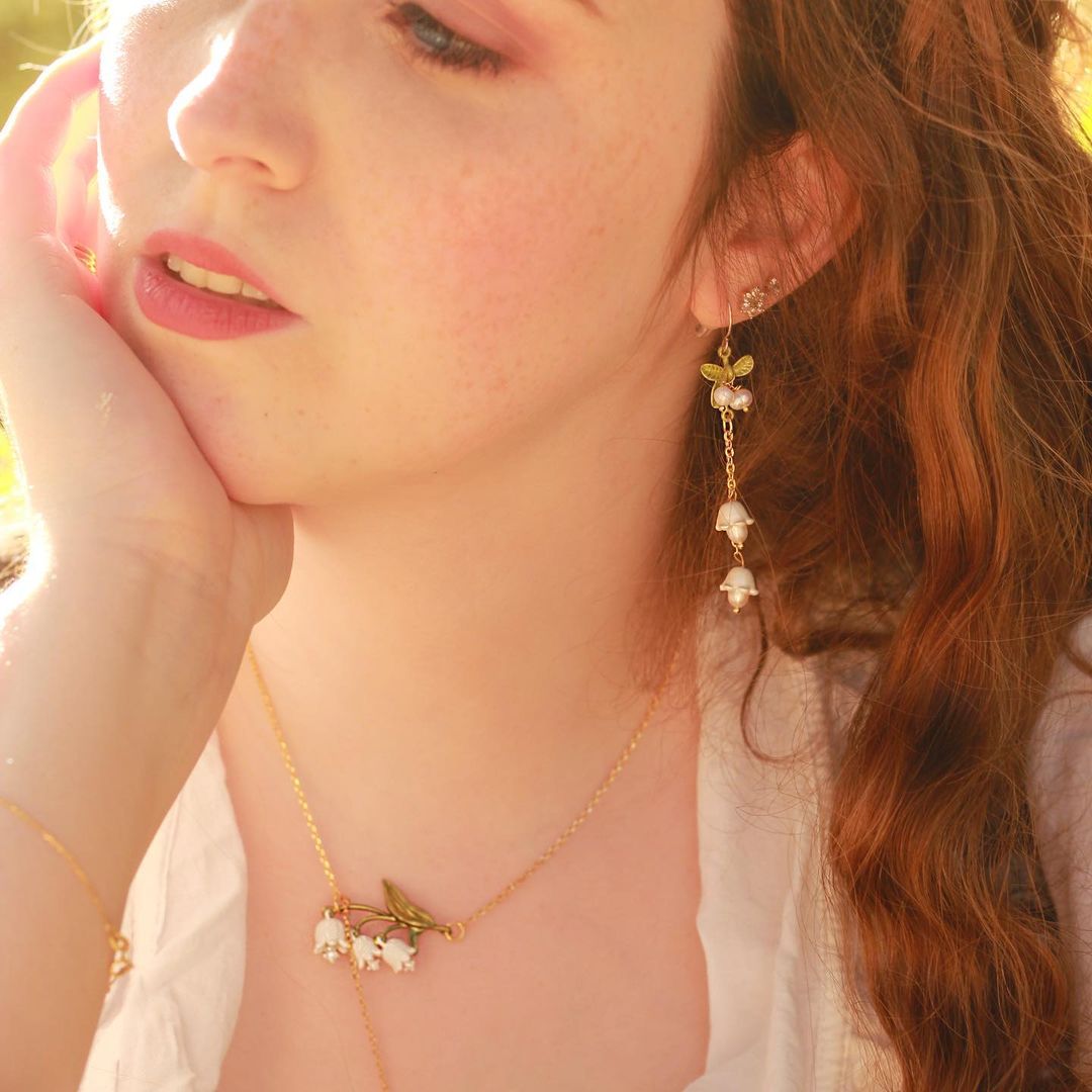 Lily Of The Valley Gold Tassel Earrings