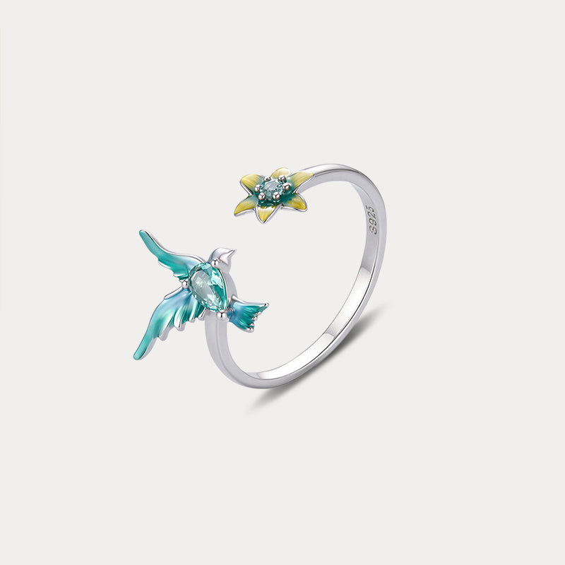 Silver Hummingbird Ring