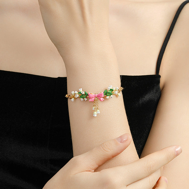 Lily Of The Valley Bowknot 18k Gold Bracelet