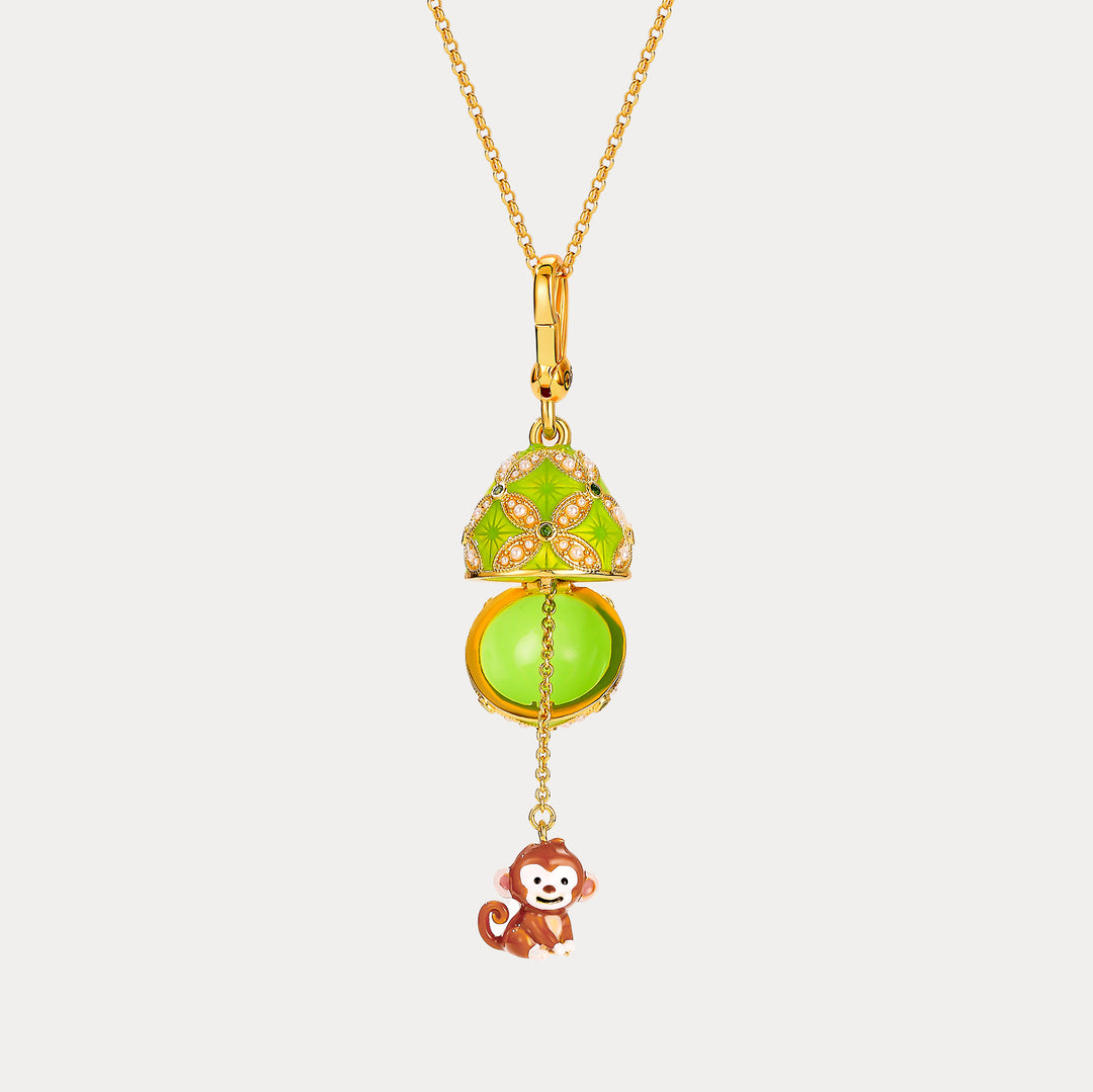 Selenichast Monkey Egg Locket Necklace