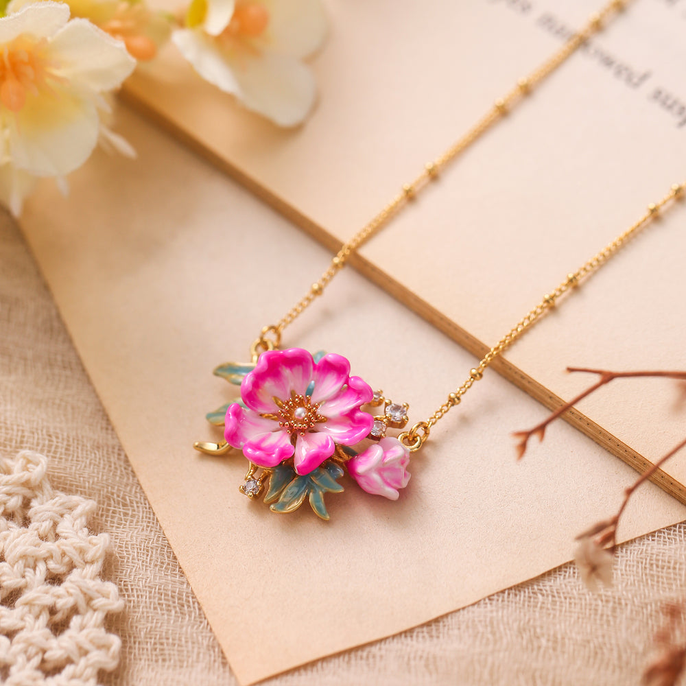 Peony Flower Pendant Necklace