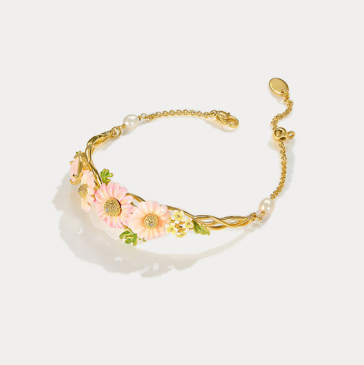 Rose Quartz Daisy Bracelet
