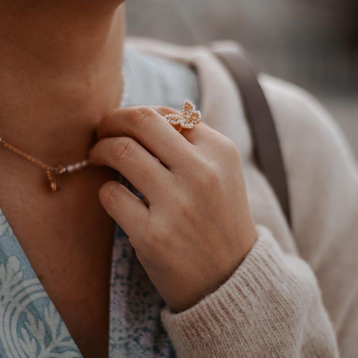 Selenichast Butterfly Pearl Ring