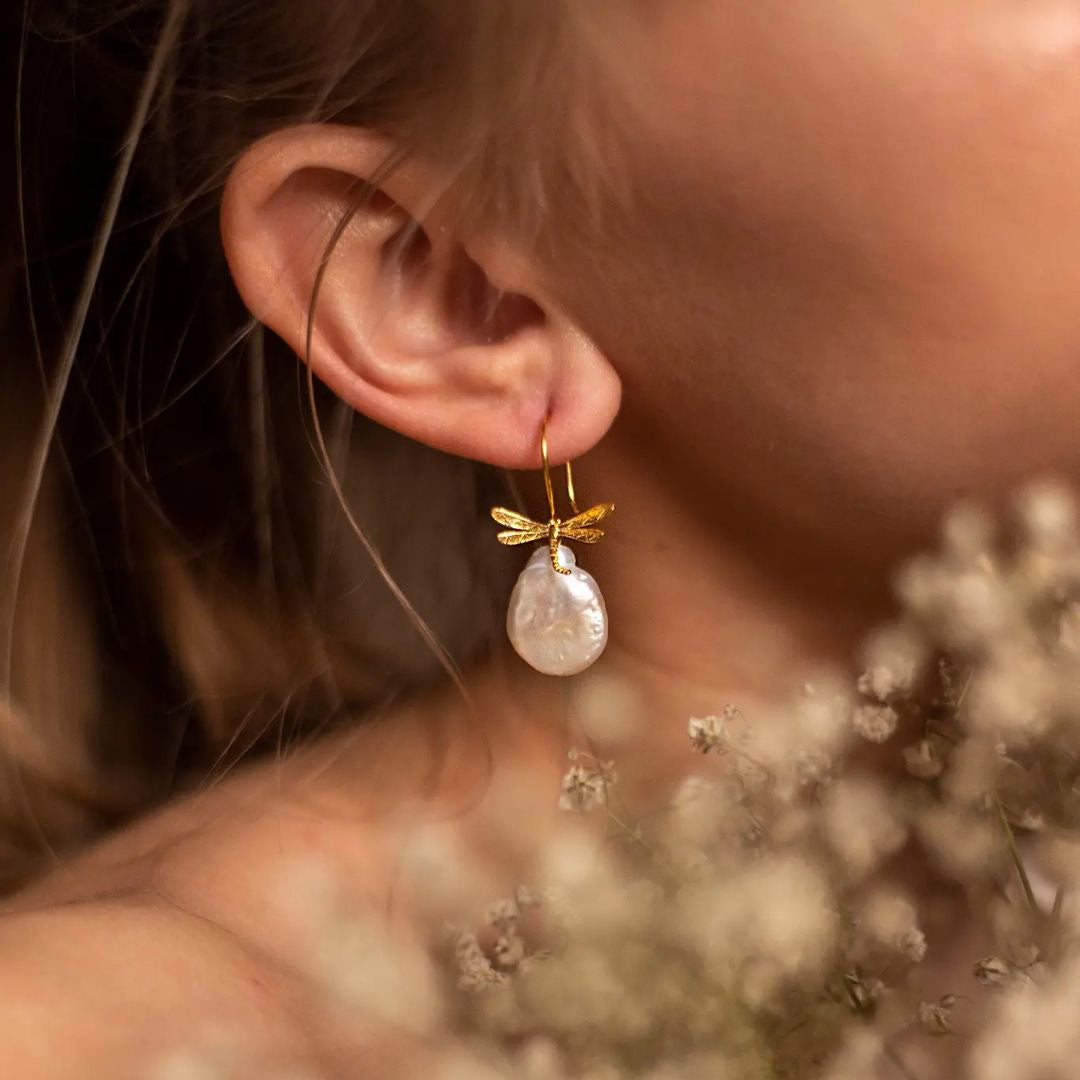 Baroque Pearl Dragonfly Elegant Earrings