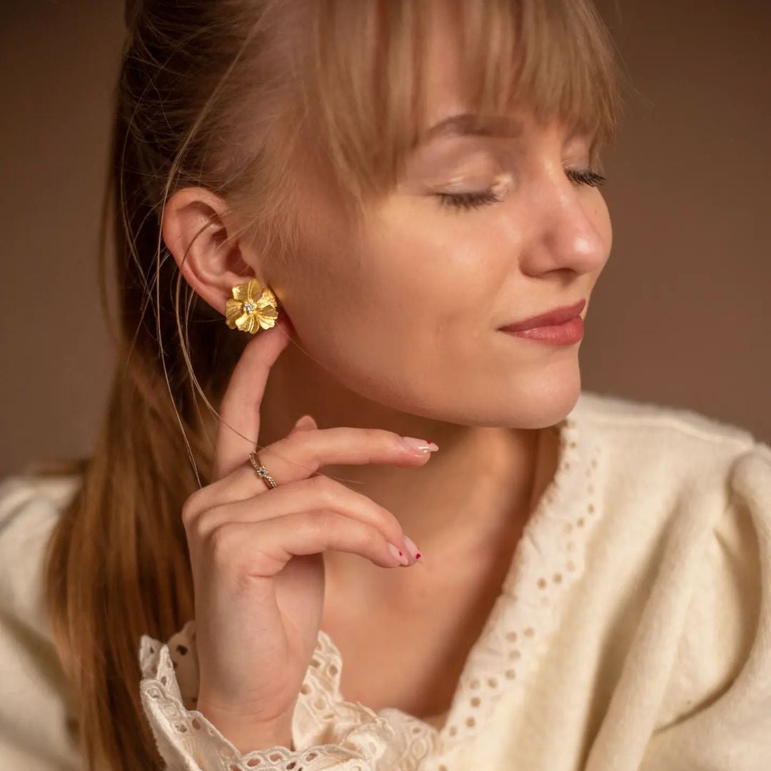 Golden Peony Earrings