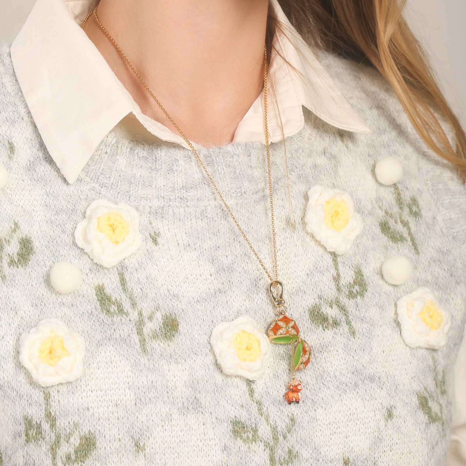 Highland Cow Egg Locket Necklace