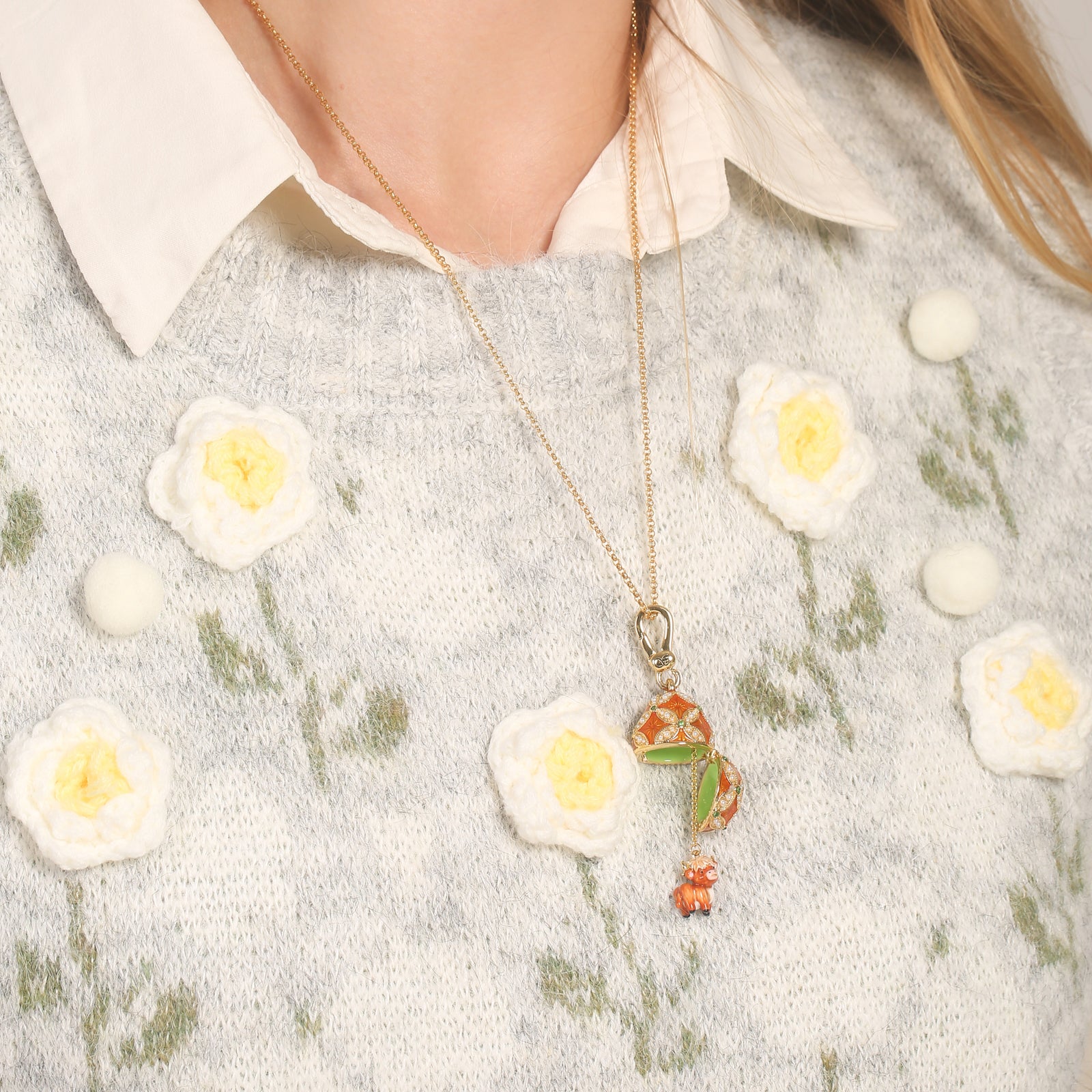 Highland Cow Egg Locket Necklace