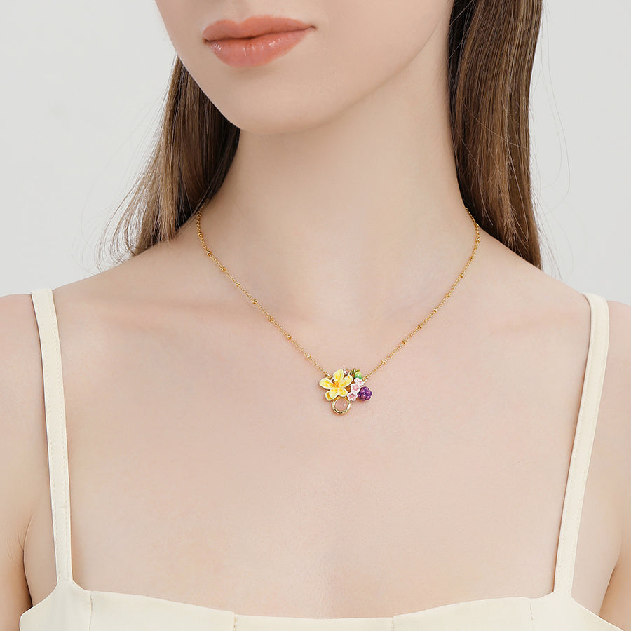 Sweet Grape Flower Enamel Necklace Gift Ideas For Girls
