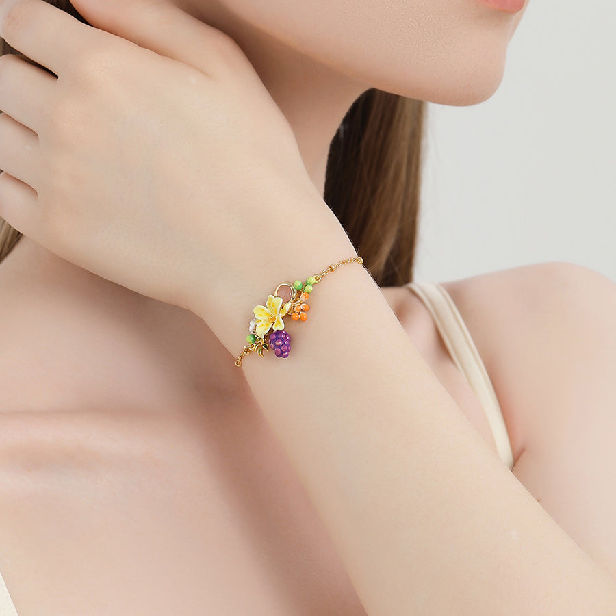 Sweet Grape Flower Enamel Bracelet Gift Ideas for Girls