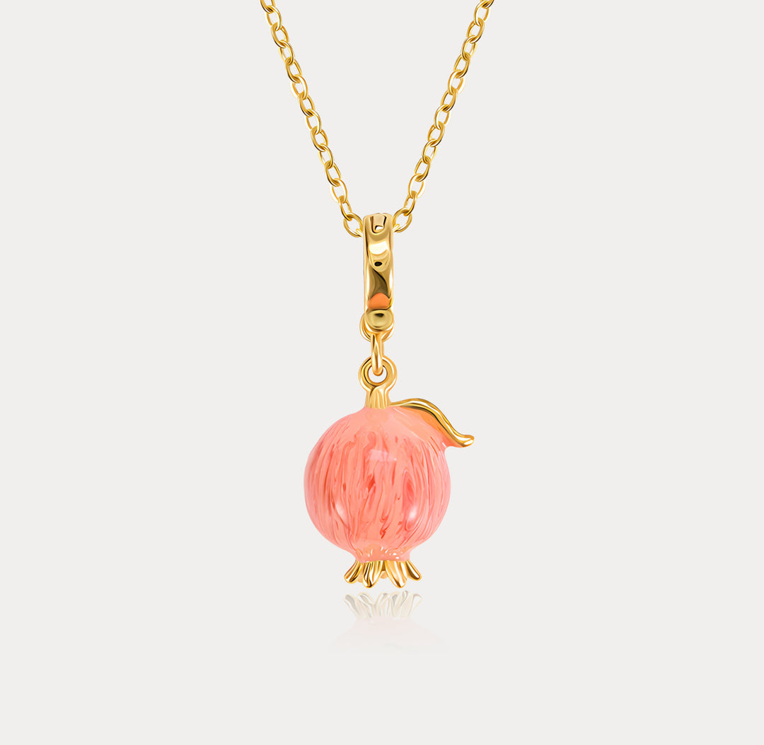 Selenichast Pomegranate Enamel Fruit Pendant Necklace