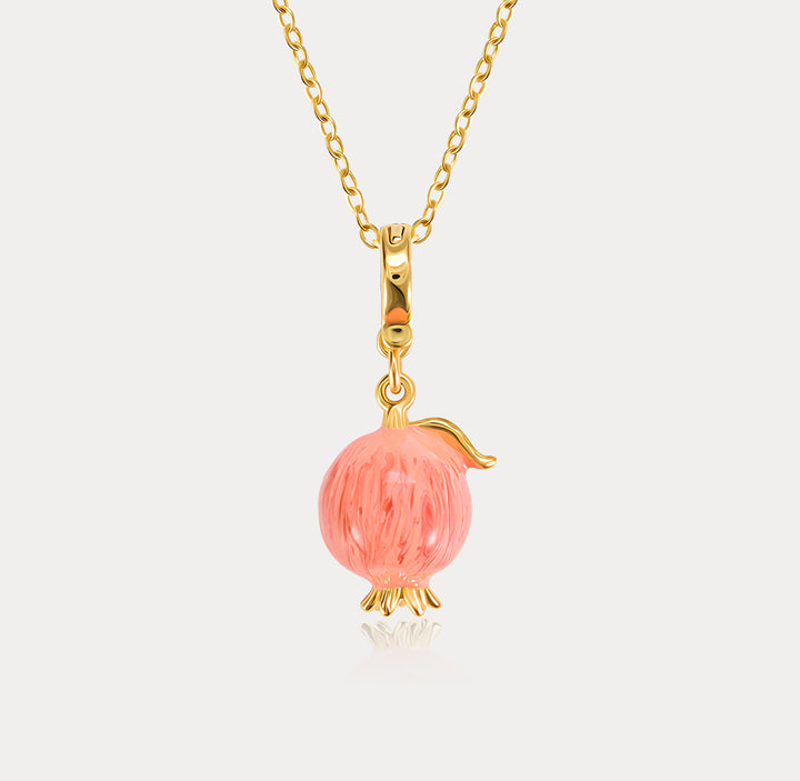 Selenichast Pomegranate Enamel Fruit Pendant Necklace