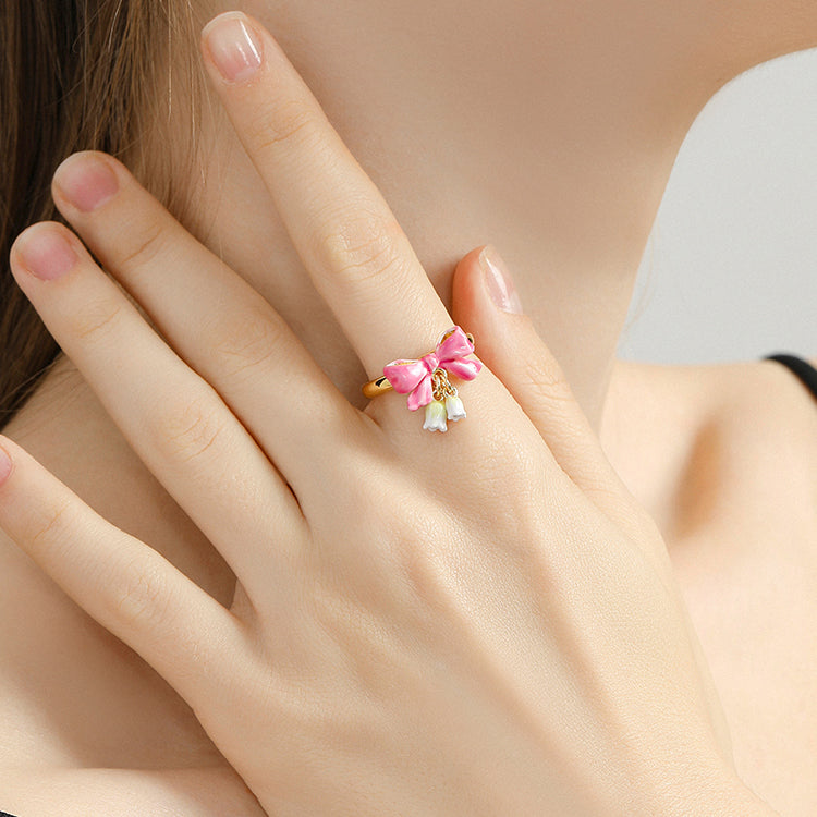 Lily Of The Valley Bowknot Adjustable Ring