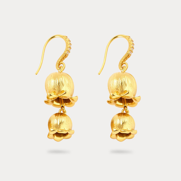 Selenichast Gold Lily of the Valley Drop Earrings
