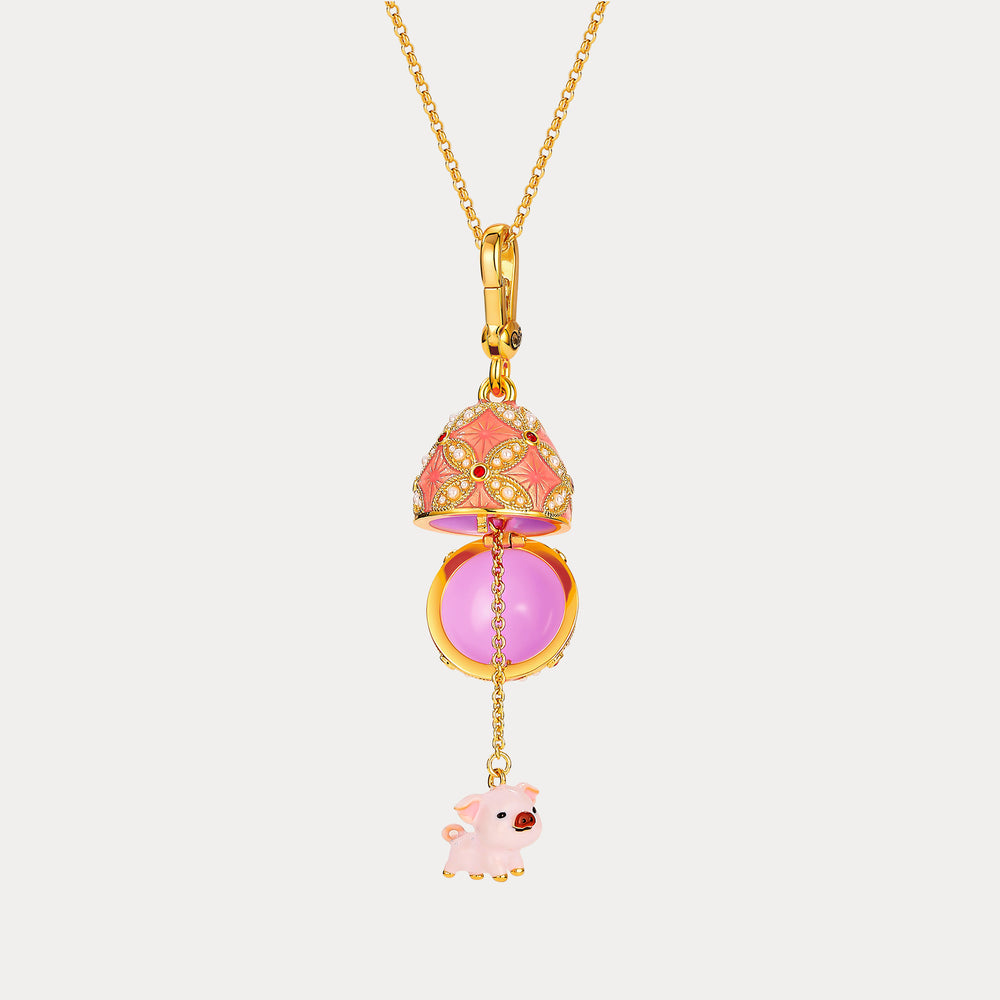 Selenichast Pig Egg Locket Necklace
