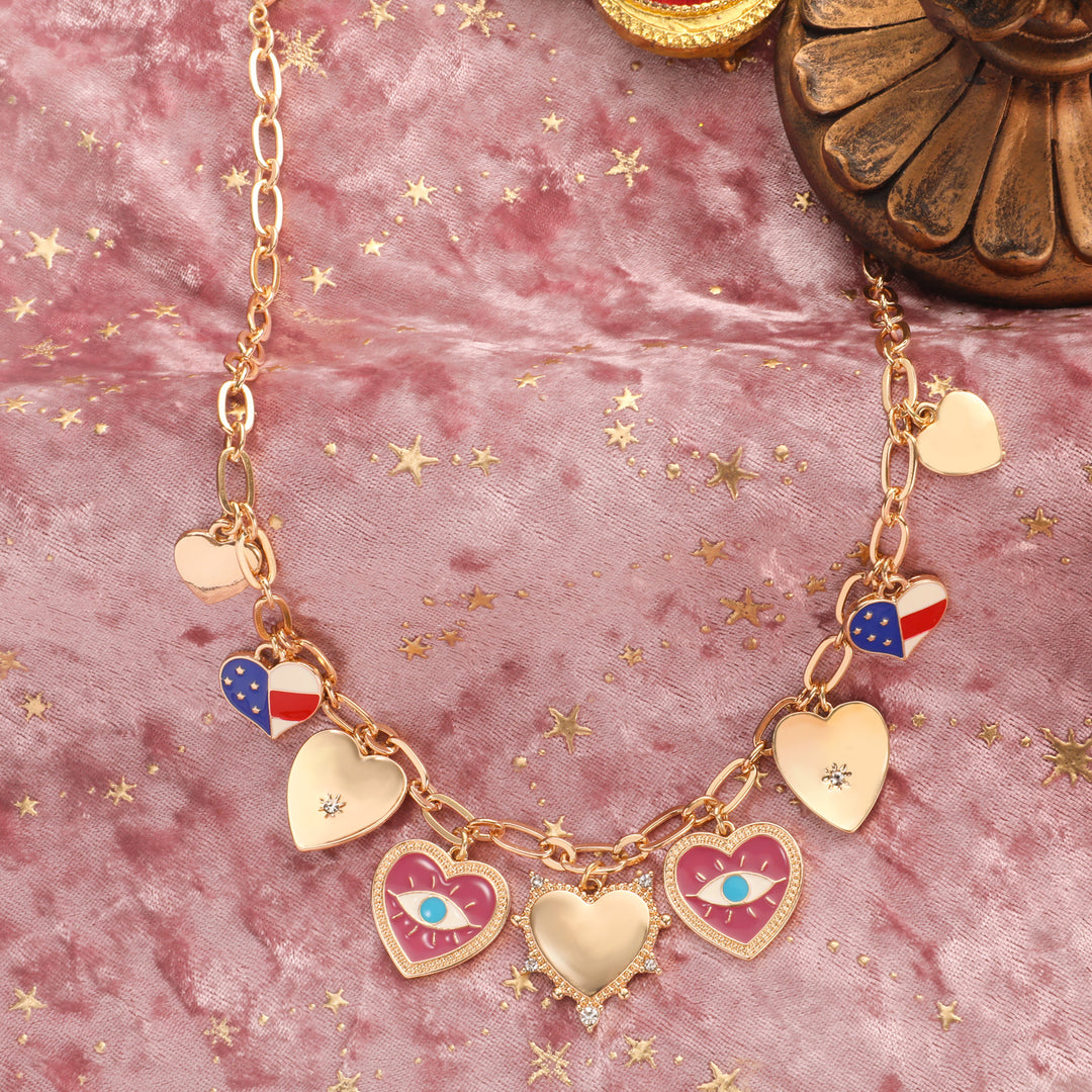 Selenichast Heart Evil Eye Charm Necklace