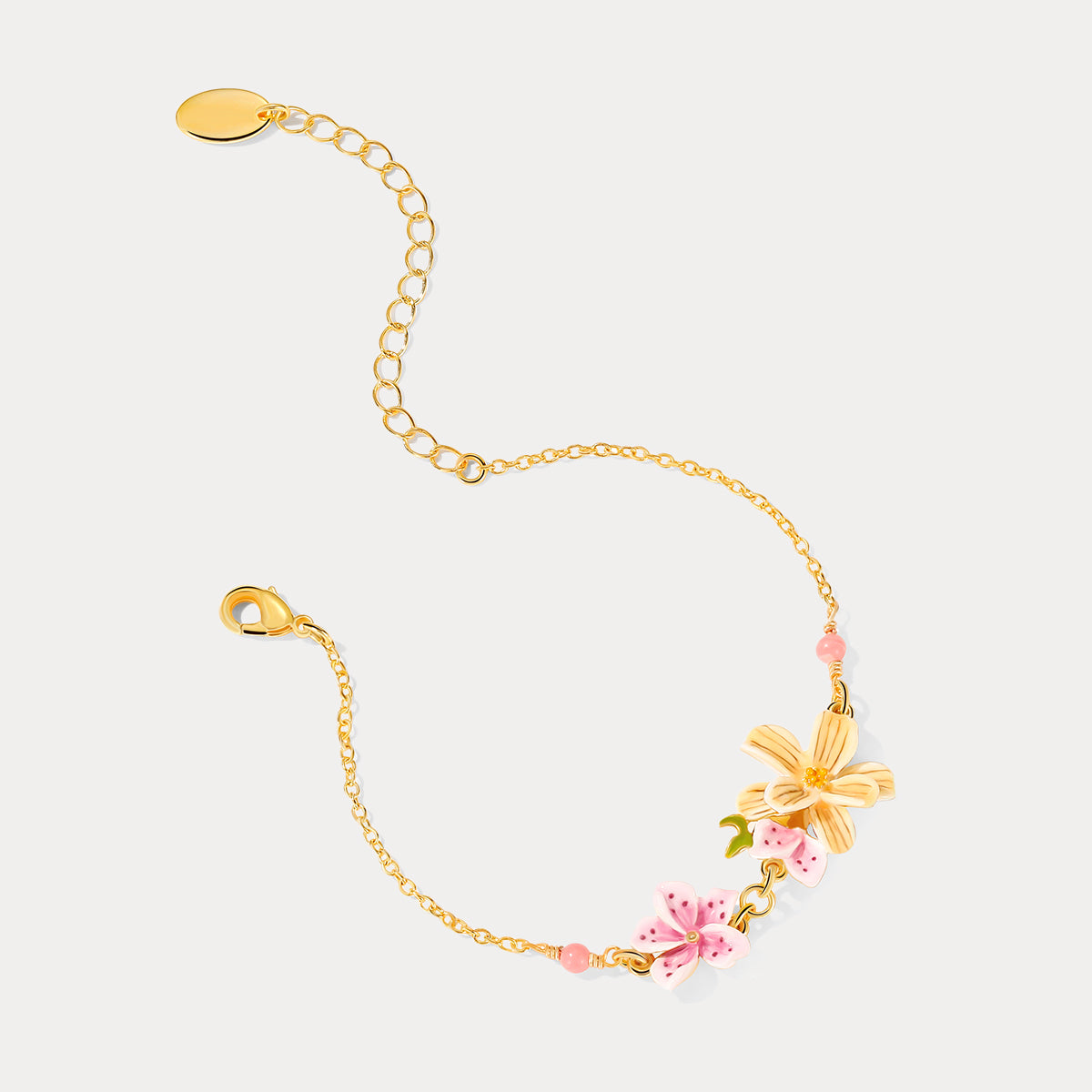 Garden Flower Enamel Bracelet Anniversary Jewelry Gift for Her