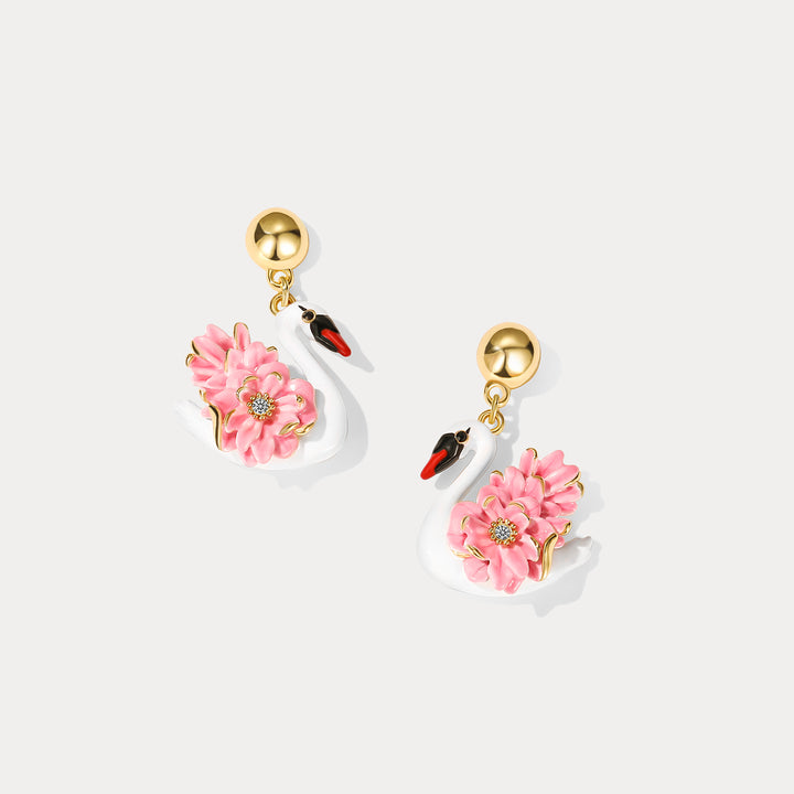 Elegant Swan Dangling Earrings Valentine's Day Gifts for Her