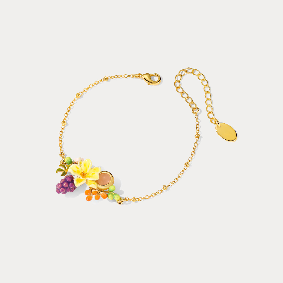 Sweet Grape Flower Enamel Bracelet Gift for Friend