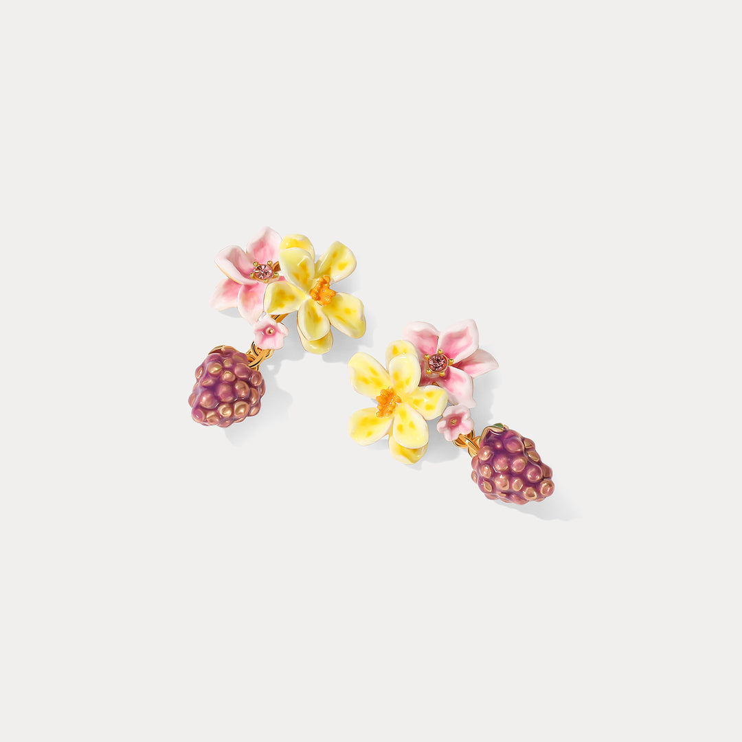 Sweet Grape Flower Enamel Earrings Birthday Jewelry Gift for Woman