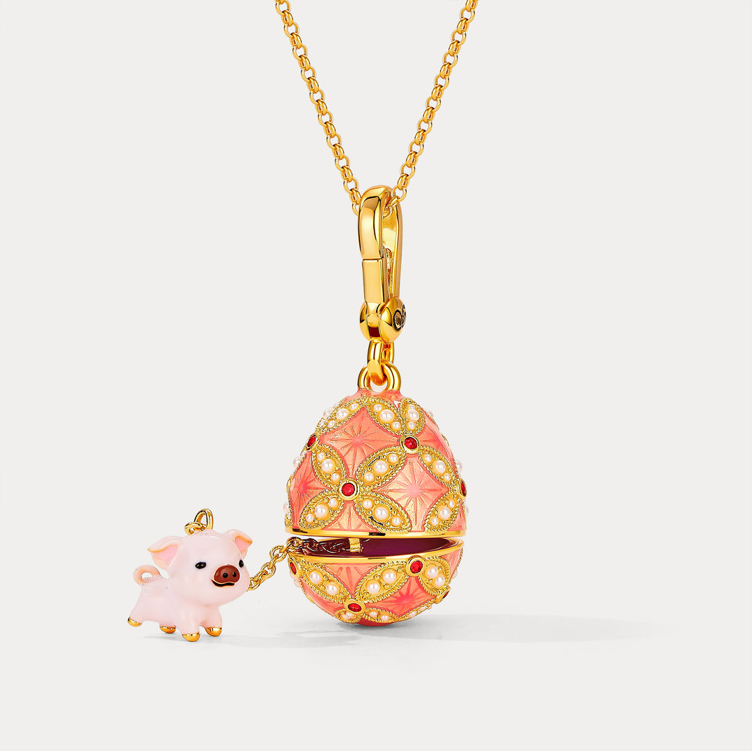 Selenichast Pig Egg Locket Necklace