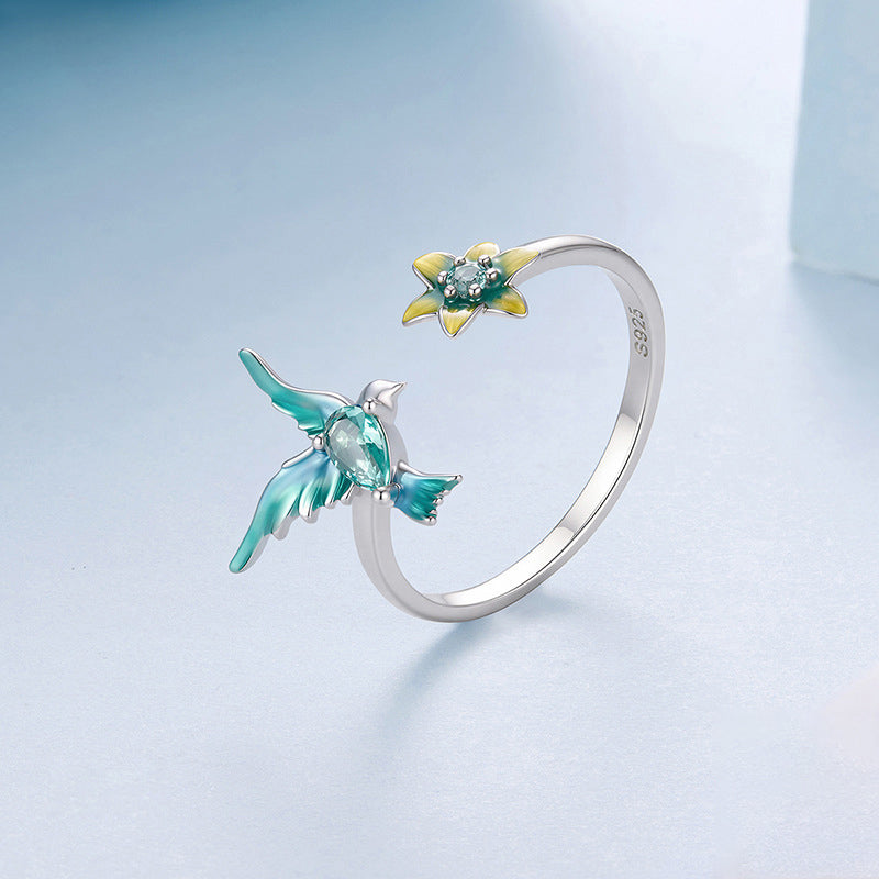 Silver Hummingbird Ring