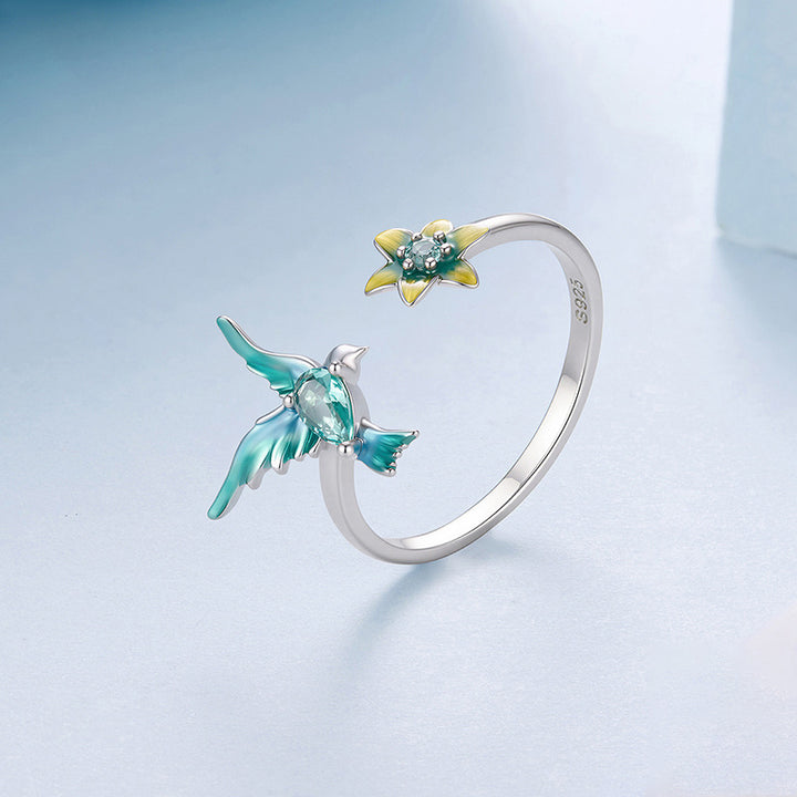 Silver Hummingbird Ring