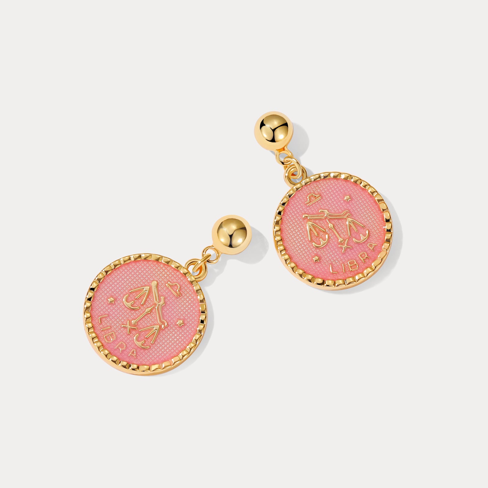 Libra Constellation Gold Coin Earrings