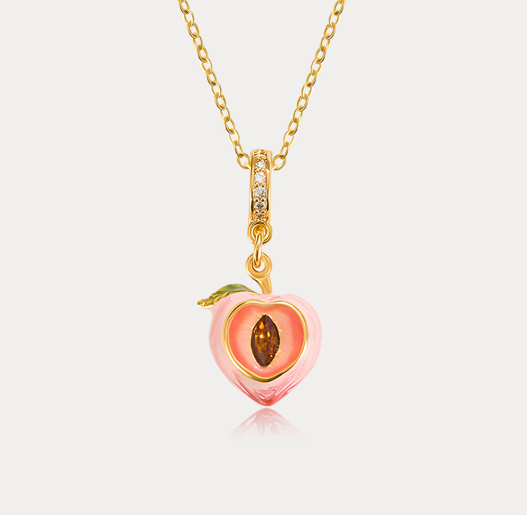 Selenichast Peach Fruit Necklace for Women