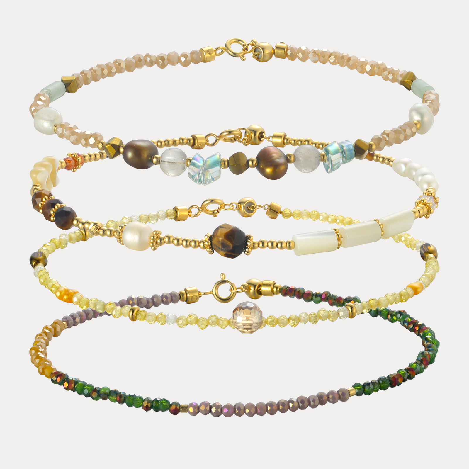 Colorful Natural Stone Beaded Anklet Set | Multicolor Seed Beaded ...