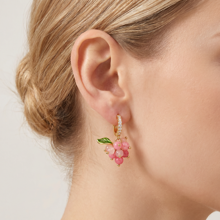 Pink Berry Huggie Earrings Selenichast 