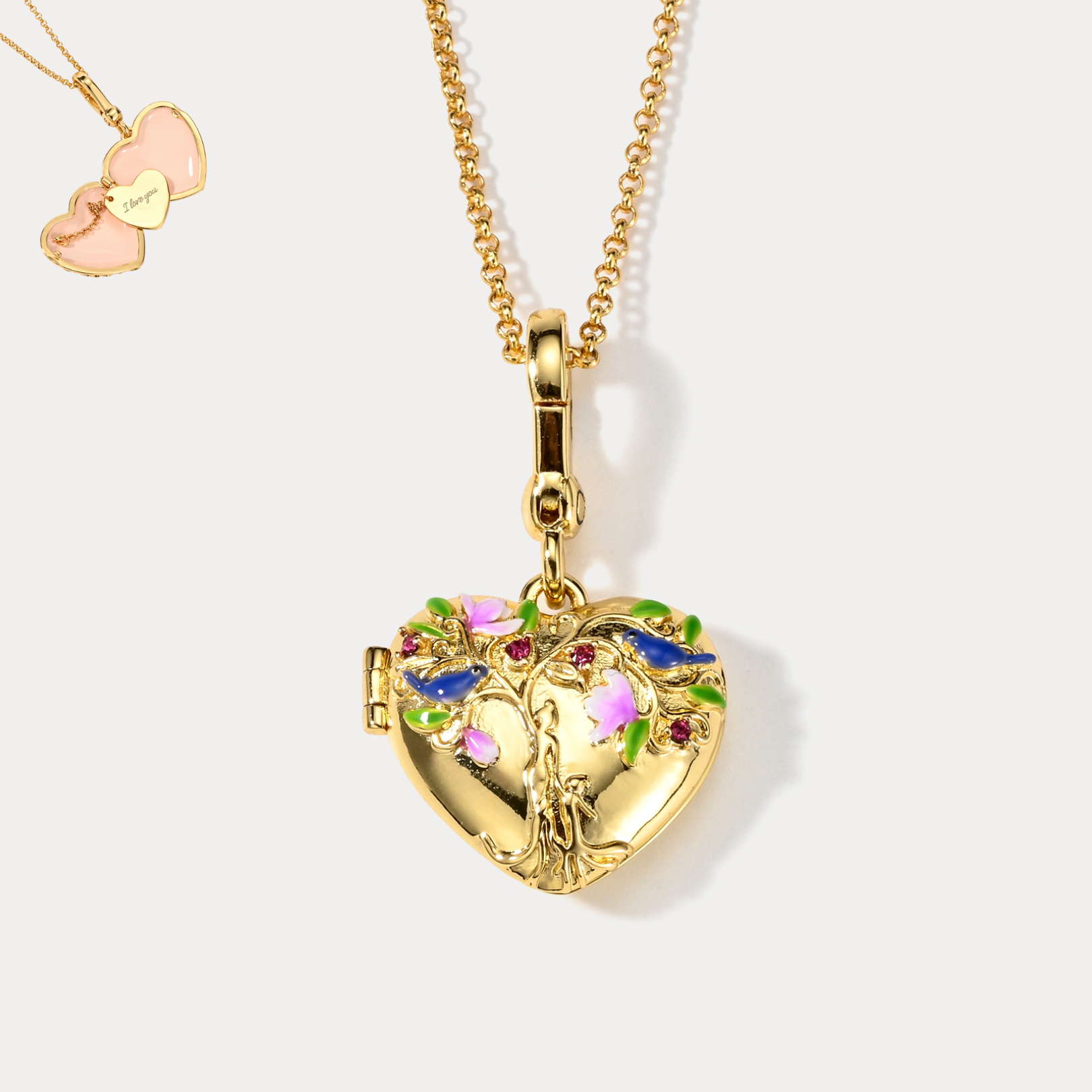 Selenichast Tree of Life Heart Locket Necklace I Love You Necklace