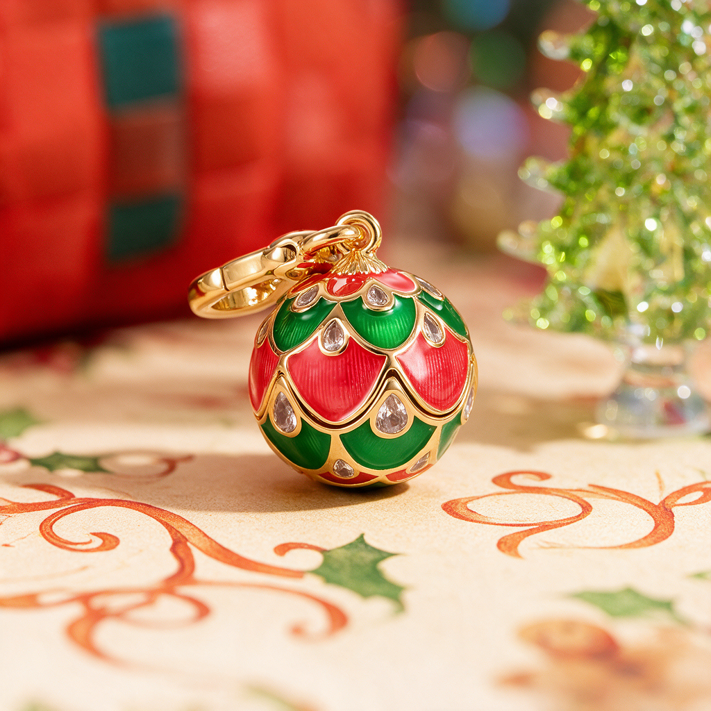 Christmas Ball Snowflake Locket Charm