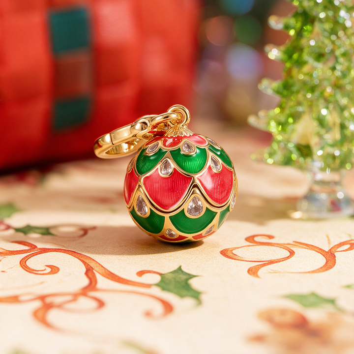 Christmas Ball Snowflake Locket Charm