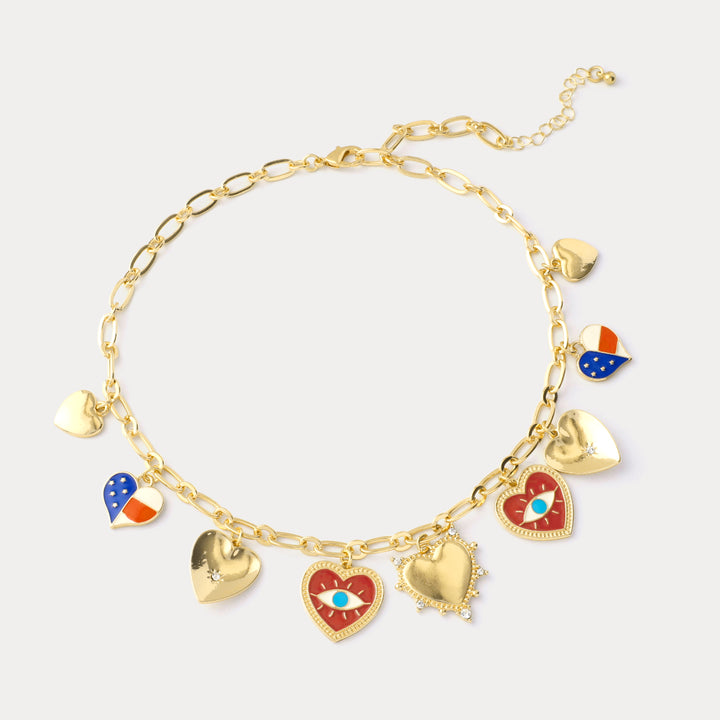 Heart Evil Eye Charm Necklace