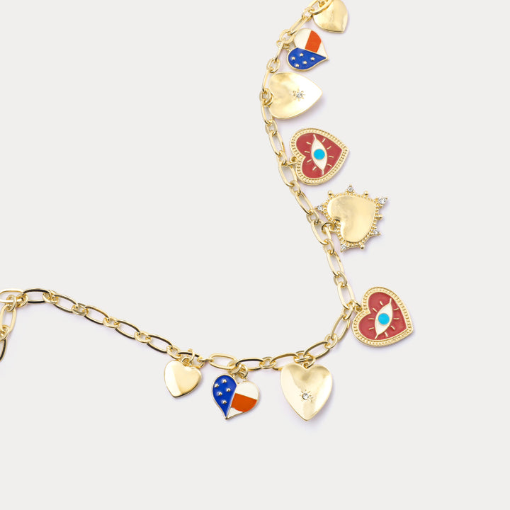 Heart Evil Eye Charm Necklace