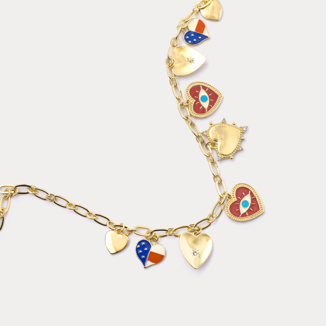 Heart Evil Eye Charm Necklace