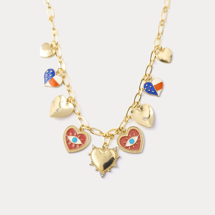 Heart Evil Eye Charm Necklace