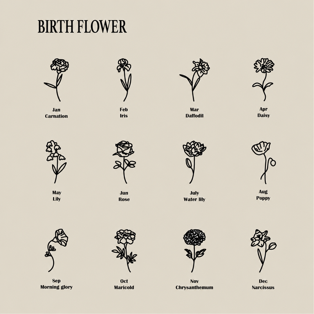 Selenichast Personalized Birth Flower Bracelet with 12 Monthly Flower Options